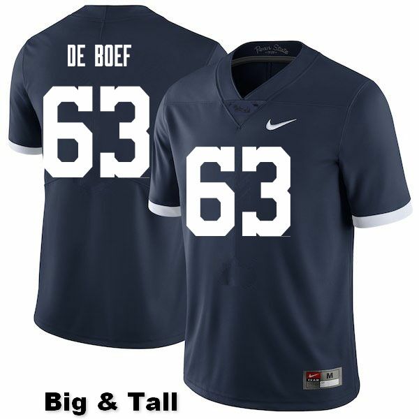 NCAA Nike Men's Penn State Nittany Lions Collin De Boef #63 College Football Authentic Throwback Big & Tall Navy Stitched Jersey TIL5798BB